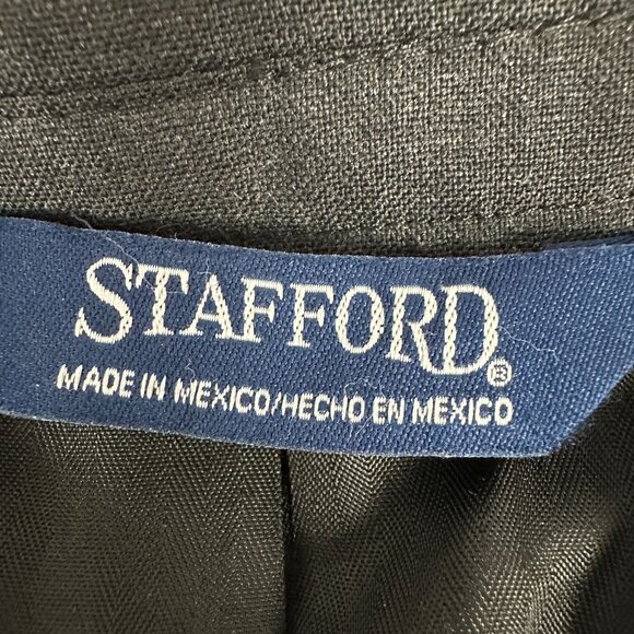 Stafford Mens Suit Jacket 46L Classic Fit 2 Button Wool Blend Charcoal Gray - Picture 3 of 7